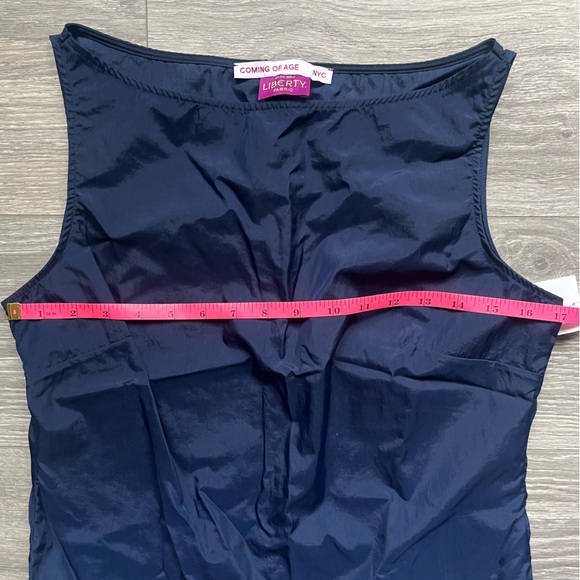 NEW Coming of Age NYC Liberty Fabric Navy Blue Sleeveless Tank Rose Trim Size L - Picture 8 of 8